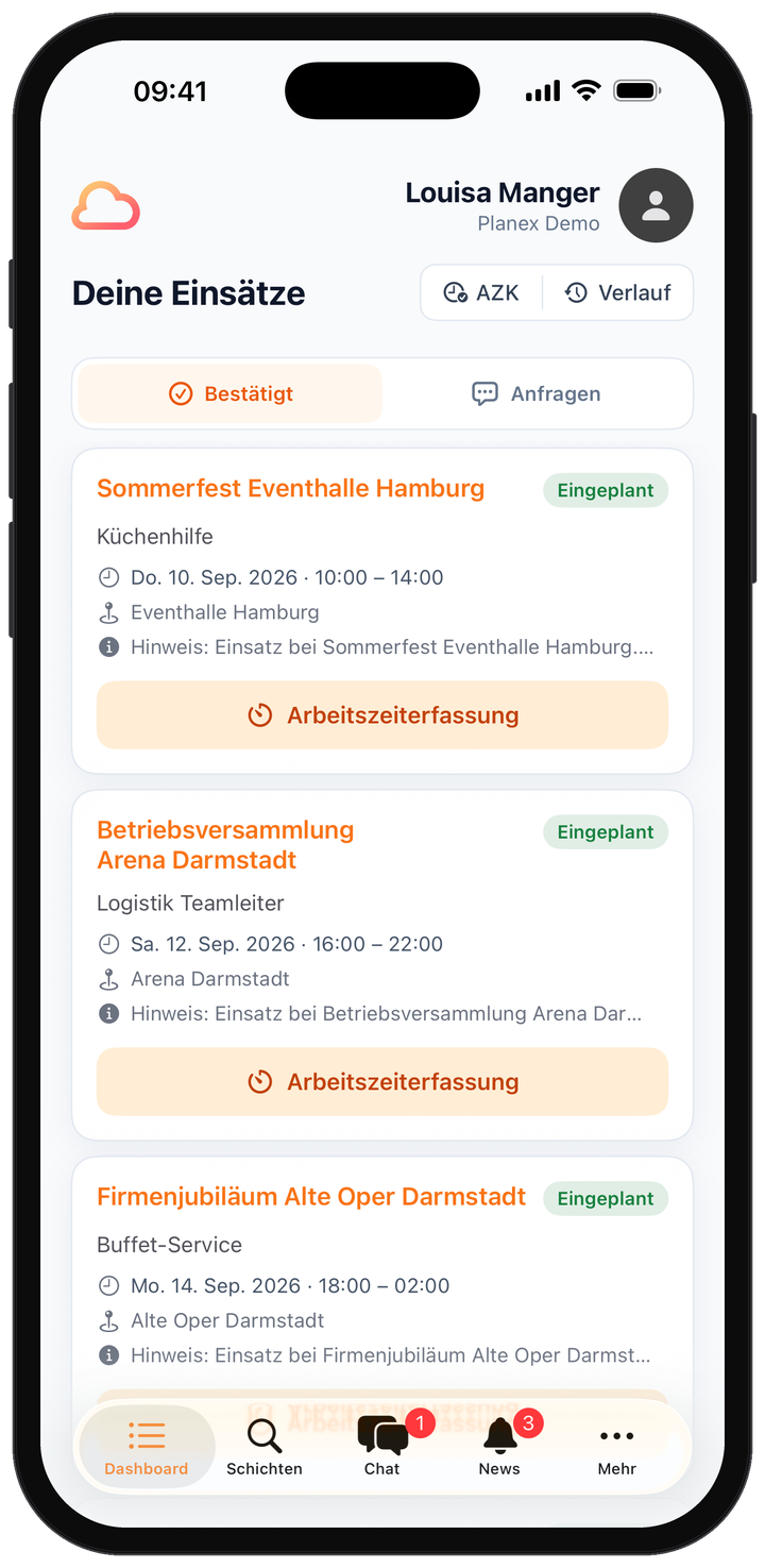 Die Planex Mitarbeiter-App