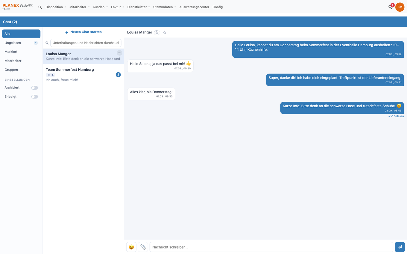 Ein Chat für das ganze Team, mit Postfächern statt Privatnummern.